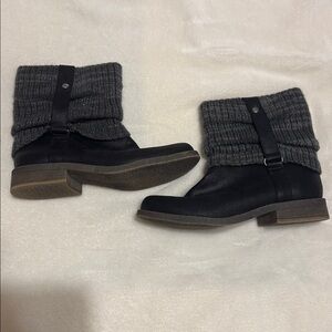 Lower East Side Black and Gray Fold-Over Boots